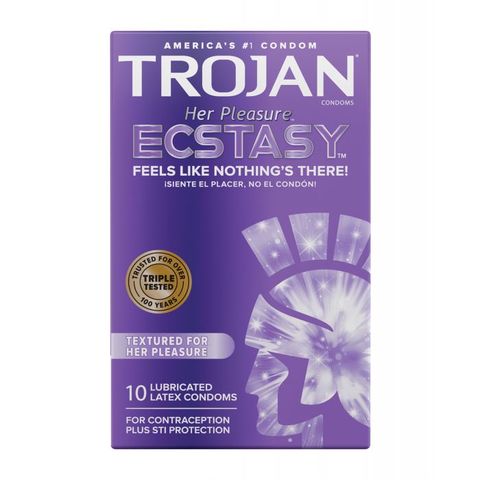 Trojan Her Pleasure Ecstasy Condoms - Box of 10 - Essence Of Nature LLC