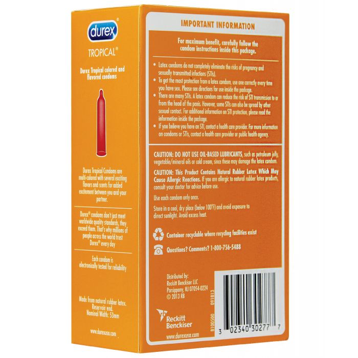 Durex Tropical Color & Scents Condoms  - Box of 12 - Essence Of Nature LLC