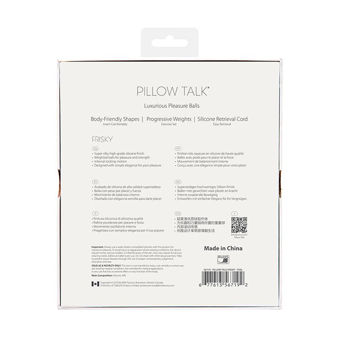 Pillow Talk Frisky Pleasure Balls - Teal - Essence Of Nature LLC