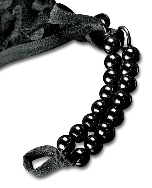 Hookup Panties Crotchless Pleasure Pearls Black S-L - Essence Of Nature LLC