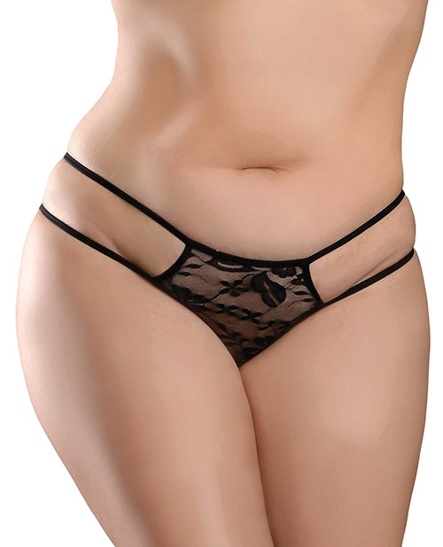 Hookup Panties Crotchless Pleasure Pearls Black XL-XXL - Essence Of Nature LLC