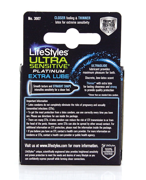 Lifestyles Ultra Sensitive Platinum Large Condom - Pack of 12 - Essence Of Nature LLC