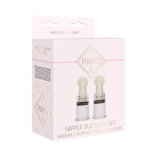 Shots Pumped Nipple Suction Set - Medium Clear - Essence Of Nature LLC
