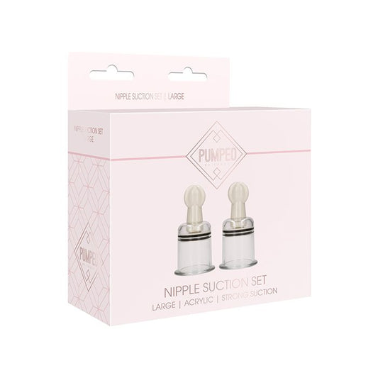 Shots Pumped Nipple Suctions Set - Large Clear - Essence Of Nature LLC