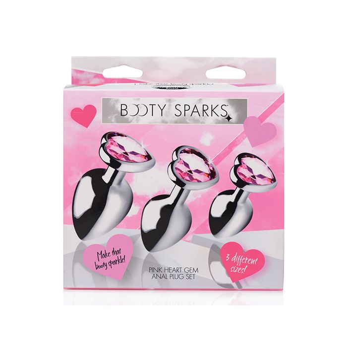 Booty Sparks Pink Heart Gem Anal Plug Set - Essence Of Nature LLC